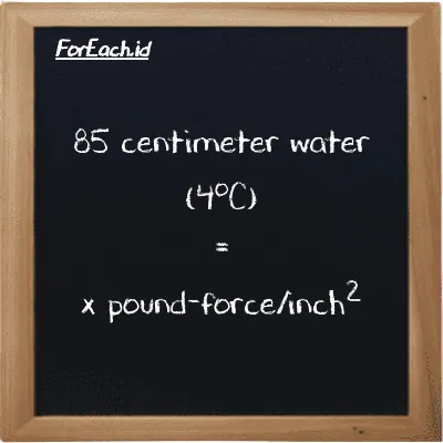 Example centimeter water (4<sup>o</sup>C) to pound-force/inch<sup>2</sup> conversion (85 cmH2O to lbf/in<sup>2</sup>)